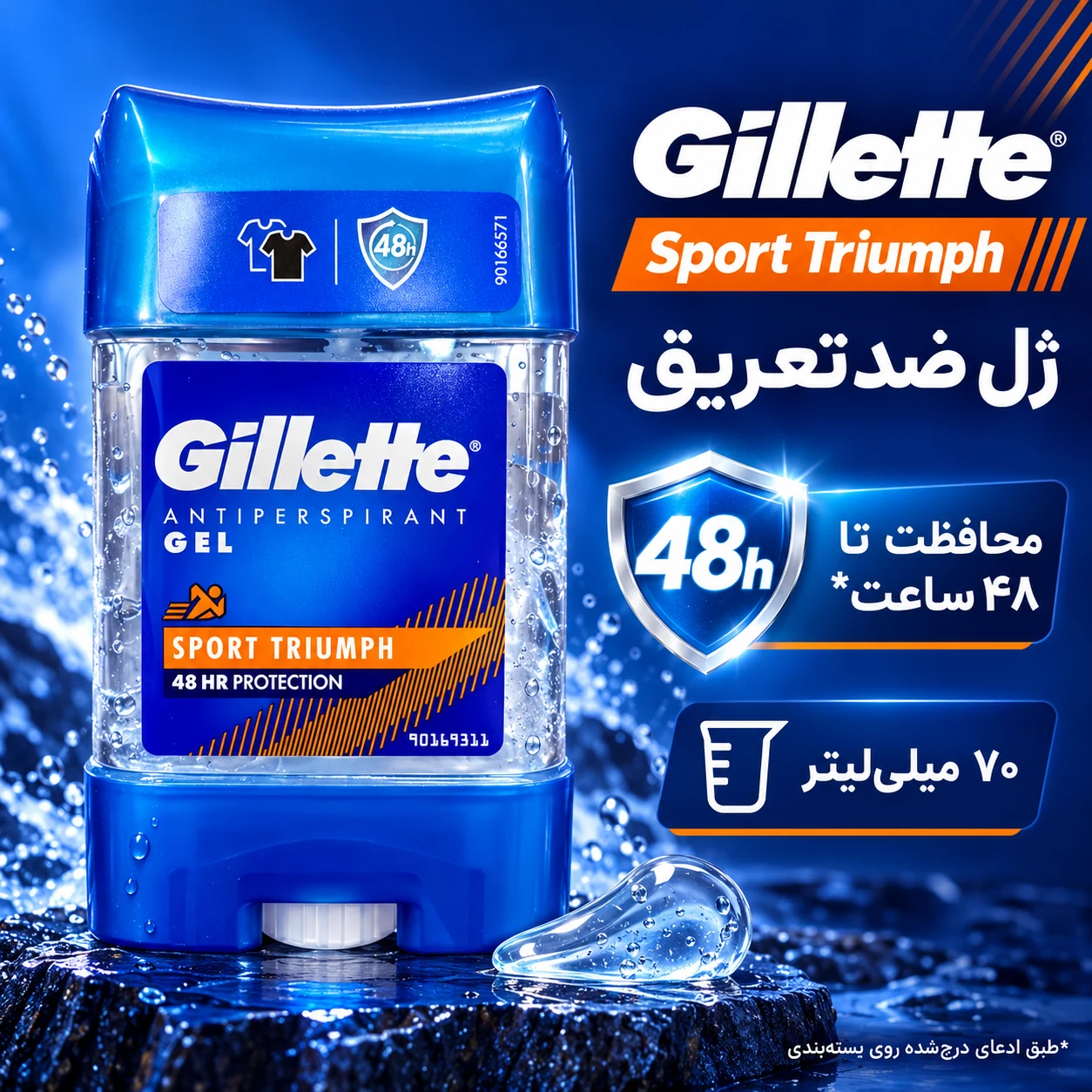 اینفوگرافیک ویژگی‌ها و مزایای مام ژله‌ای ضدتعریق ژیلت Sport Triumph