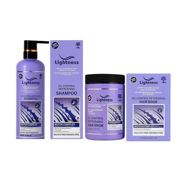 خرید و قیمت ست شامپو و ماسک مو لایتنس Lightness موهای چرب مدل Oil Control حجم 1000 + 900 میل